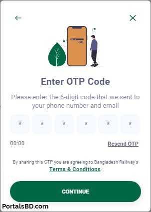 Bangladesh Railway E Ticketing Service OTP Verification PortalsBD