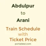 Abdulpur to Arani Train Schedule with Ticket Price