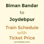Biman Bandar to Joydebpur Train Schedule with Ticket Price