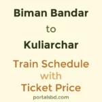Biman Bandar to Kuliarchar Train Schedule with Ticket Price
