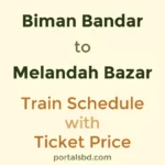 Biman Bandar to Melandah Bazar Train Schedule with Ticket Price