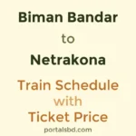 Biman Bandar to Netrakona Train Schedule with Ticket Price