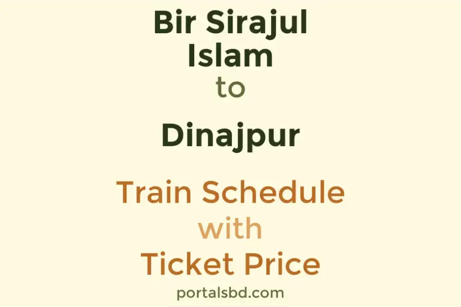 Bir Sirajul Islam to Dinajpur Train Schedule with Ticket Price