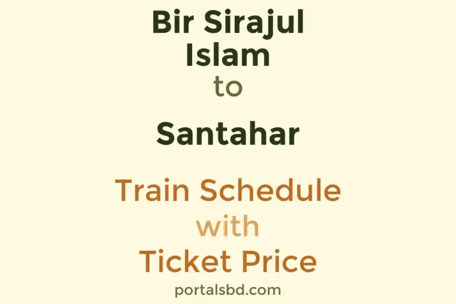 Bir Sirajul Islam to Santahar Train Schedule with Ticket Price