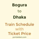 Bogura to Dhaka Train Schedule with Ticket Price