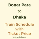 Bonar Para to Dhaka Train Schedule with Ticket Price