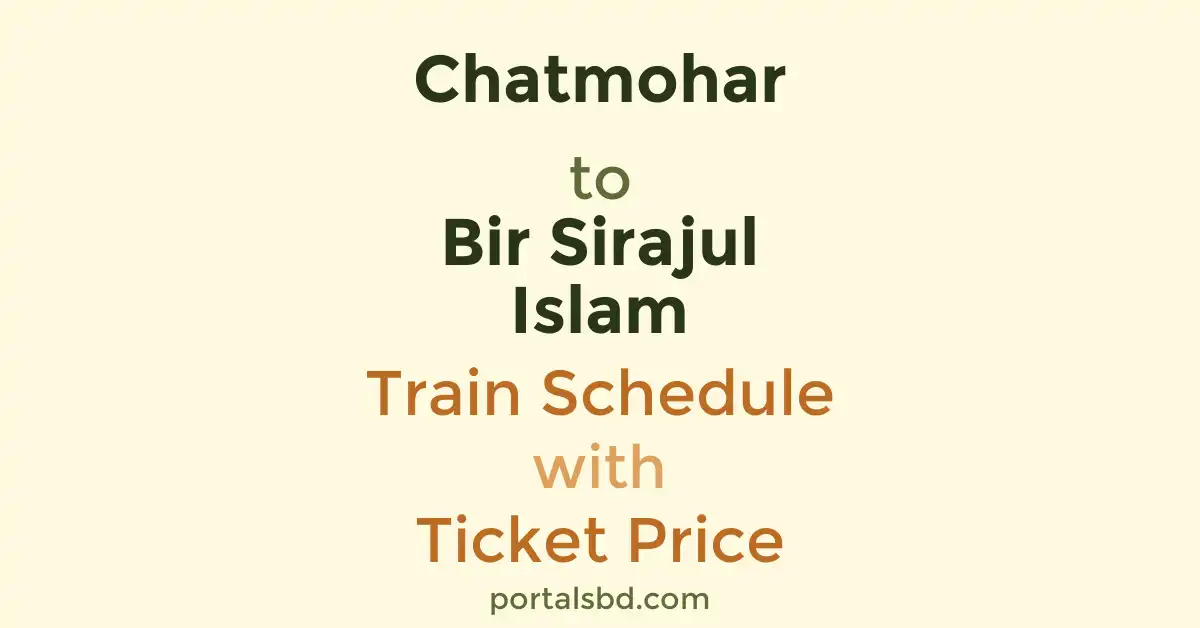 Chatmohar to Bir Sirajul Islam Train Schedule with Ticket Price