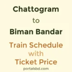 Chattogram to Biman Bandar Train Schedule with Ticket Price