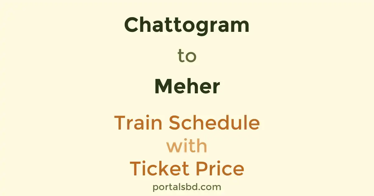 Chattogram to Meher Train Schedule with Ticket Price