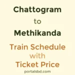Chattogram to Methikanda Train Schedule with Ticket Price