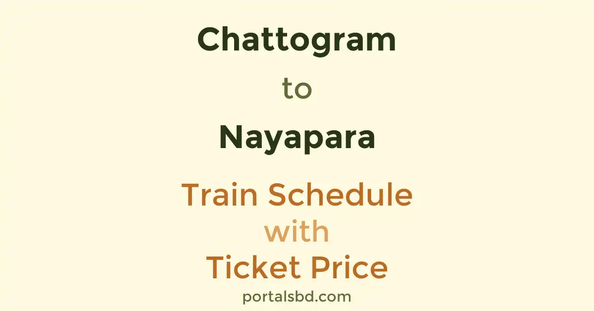 Chattogram to Nayapara Train Schedule with Ticket Price