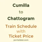 Cumilla to Chattogram Train Schedule with Ticket Price