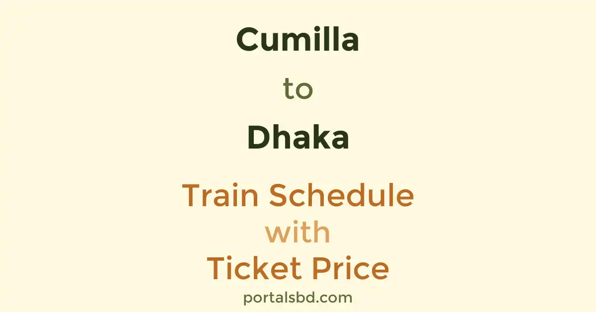 Cumilla to Dhaka Train Schedule with Ticket Price