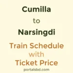 Cumilla to Narsingdi Train Schedule with Ticket Price