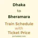 Dhaka to Bheramara Train Schedule with Ticket Price
