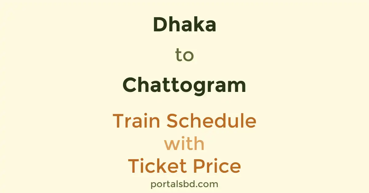 Dhaka to Chattogram Train Schedule with Ticket Price
