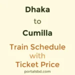 Dhaka to Cumilla Train Schedule with Ticket Price