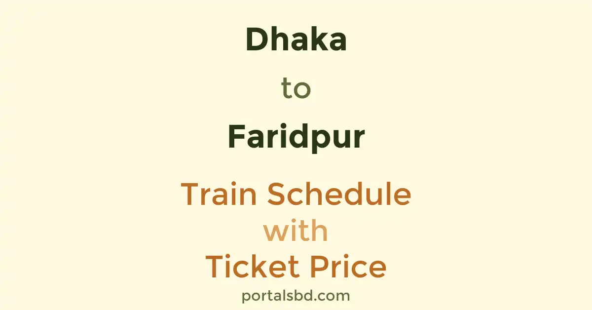 Dhaka to Faridpur Train Schedule with Ticket Price