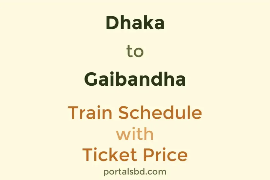 Dhaka to Gaibandha Train Schedule with Ticket Price