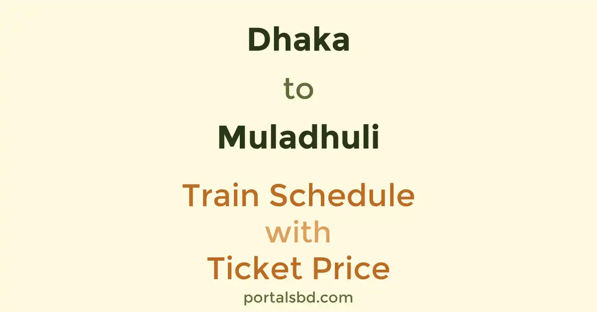 Dhaka to Muladhuli Train Schedule with Ticket Price