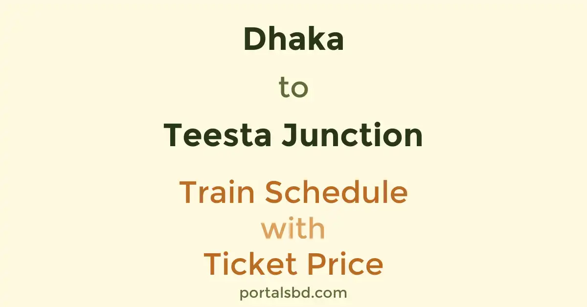 Dhaka to Teesta Junction Train Schedule with Ticket Price