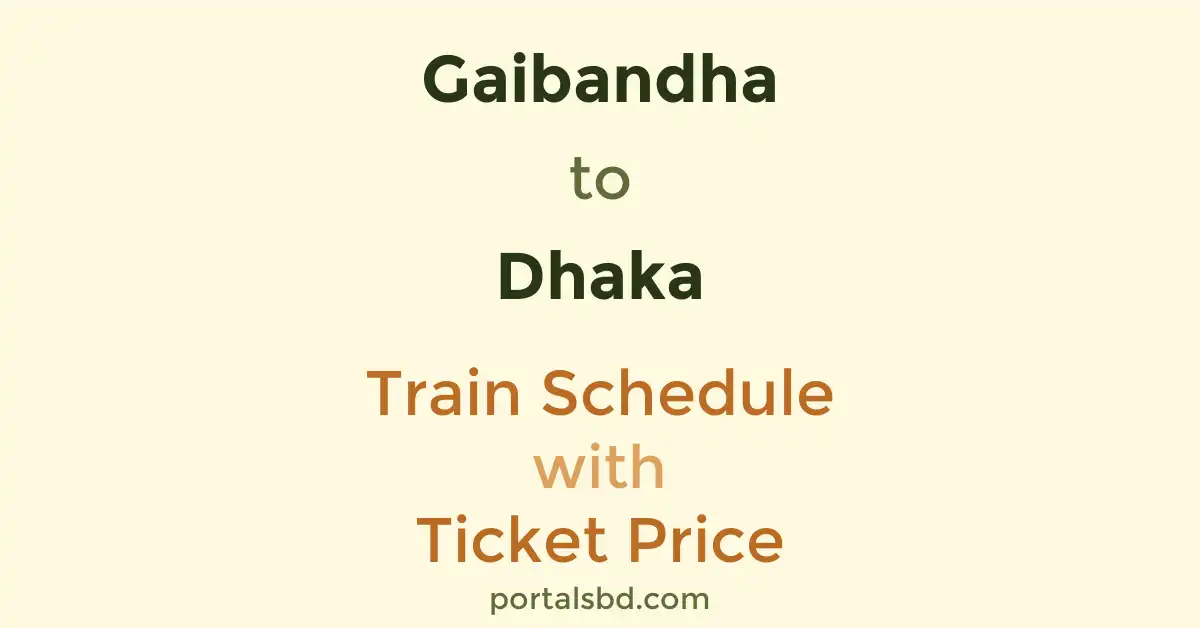 Gaibandha to Dhaka Train Schedule with Ticket Price