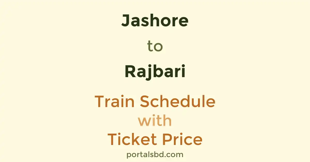 Jashore to Rajbari Train Schedule with Ticket Price