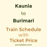 Kaunia to Burimari Train Schedule with Ticket Price
