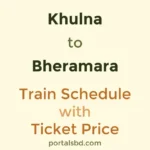 Khulna to Bheramara Train Schedule with Ticket Price