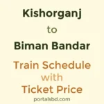 Kishorganj to Biman Bandar Train Schedule with Ticket Price