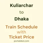 Kuliarchar to Dhaka Train Schedule with Ticket Price