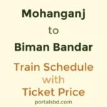 Mohanganj to Biman Bandar Train Schedule with Ticket Price