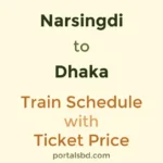 Narsingdi to Dhaka Train Schedule with Ticket Price