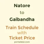 Natore to Gaibandha Train Schedule with Ticket Price
