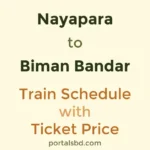 Nayapara to Biman Bandar Train Schedule with Ticket Price
