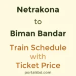 Netrakona to Biman Bandar Train Schedule with Ticket Price