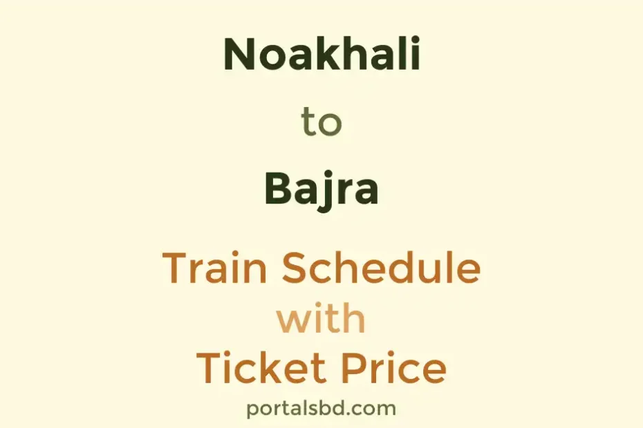 Noakhali to Bajra Train Schedule with Ticket Price