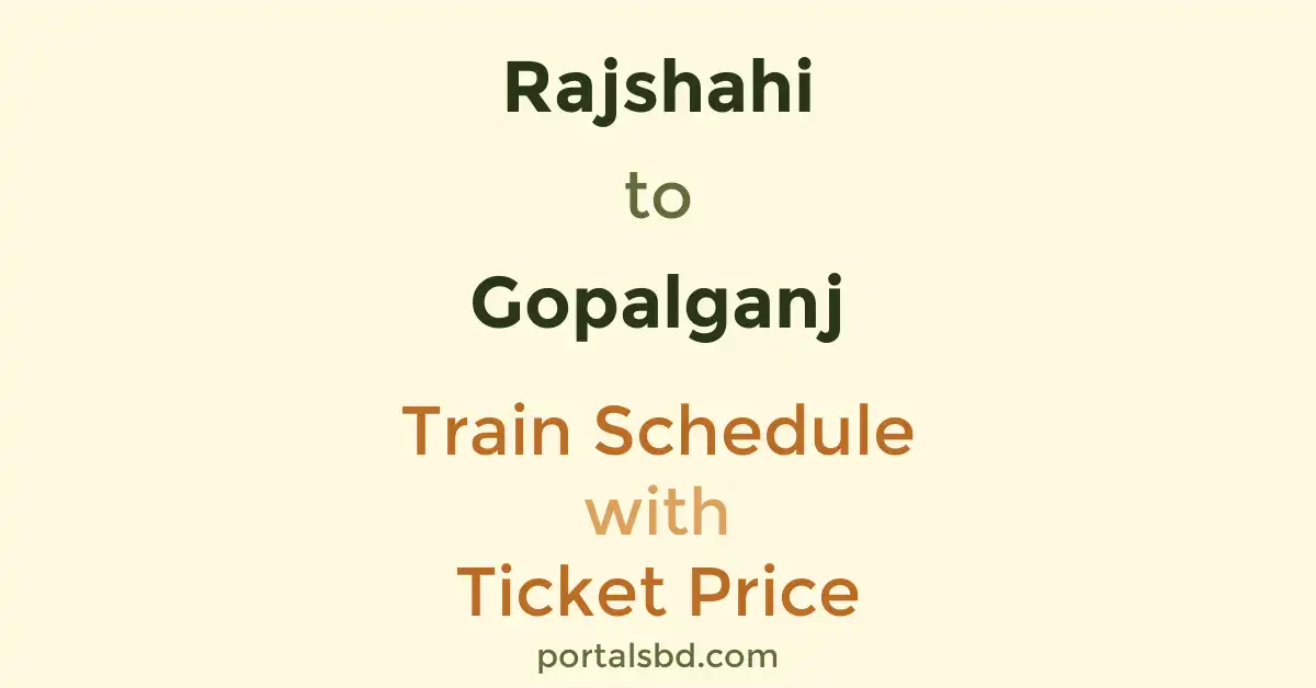 Rajshahi to Gopalganj Train Schedule with Ticket Price