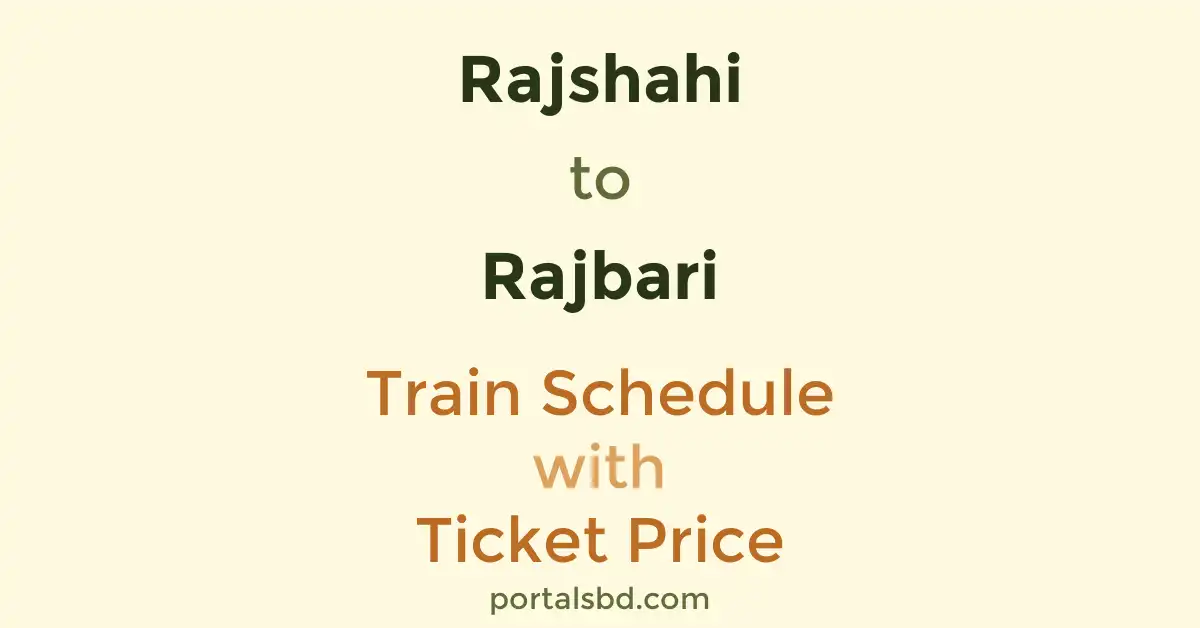 Rajshahi to Rajbari Train Schedule with Ticket Price