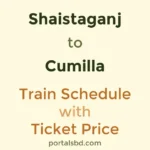 Shaistaganj to Cumilla Train Schedule with Ticket Price