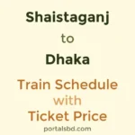 Shaistaganj to Dhaka Train Schedule with Ticket Price