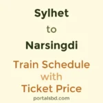 Sylhet to Narsingdi Train Schedule with Ticket Price
